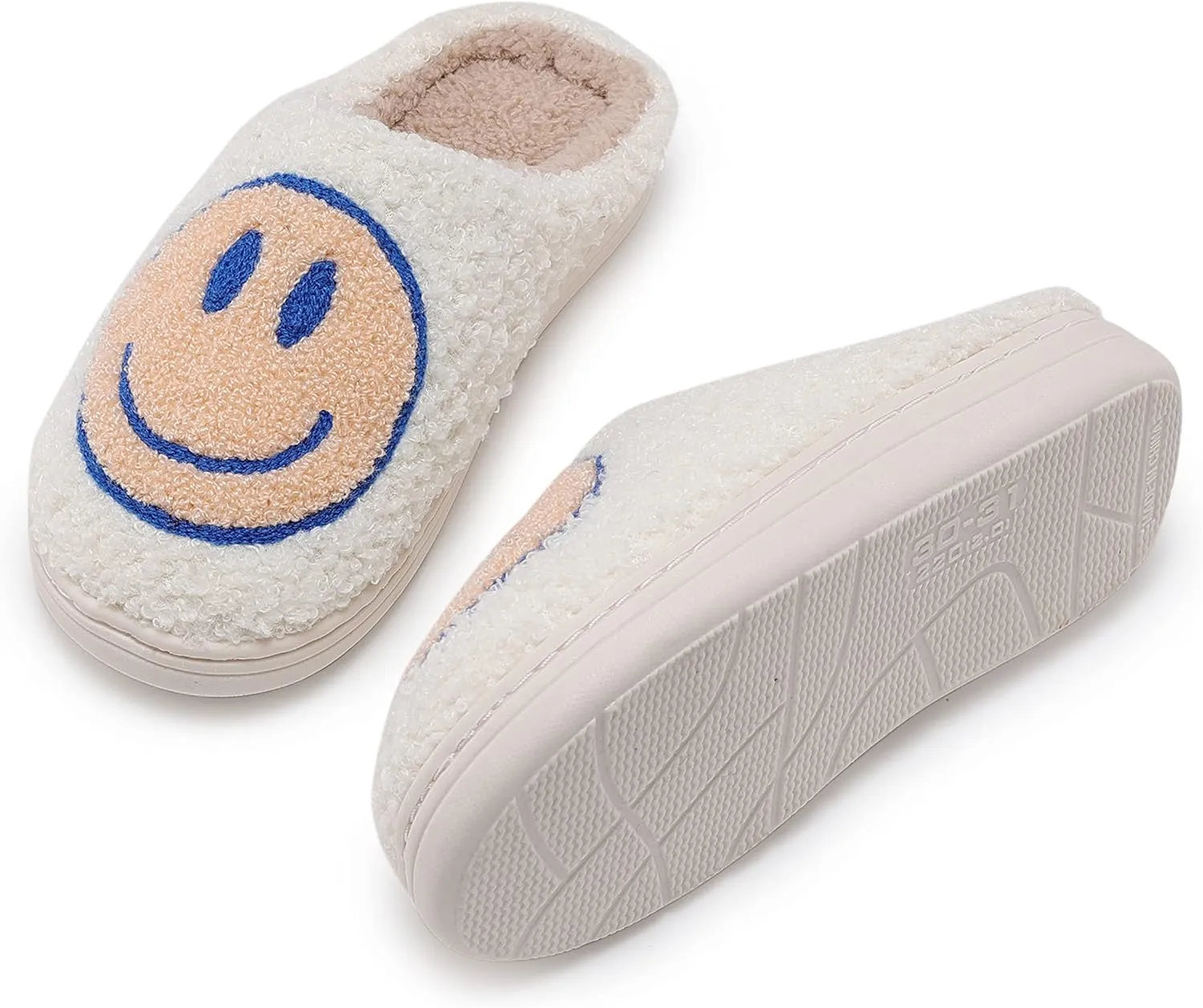 Smile Face Kids Happy Face Soft Plush Warm Slipper Anti-Slip Winter Fluffy House Shoes Soft Memory Foam Comfort Cotton Slippers Indoor and Outdoor