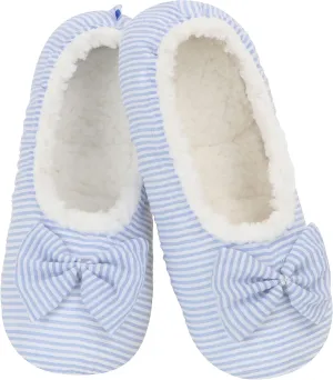 Snoozies Flat Ballet Slippers for Women Indoor, Lightweight and Soft Sherpa-Lined Slipper Socks Non-Skid, Ladies Gifts