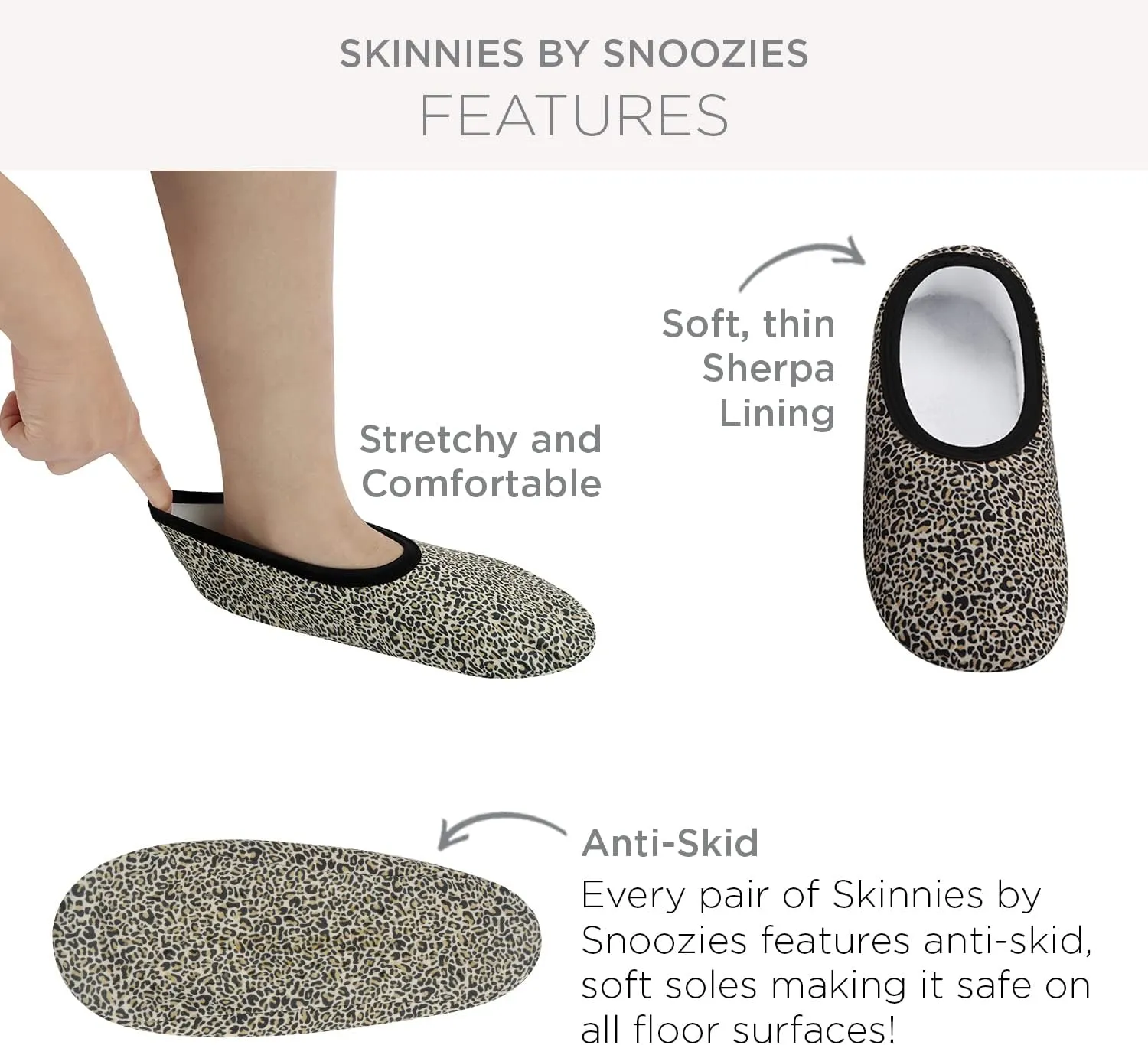 Snoozies Skinnies Slippers for Women - Non-Slip Lightweight and Soft Sherpa Lining - Foldable Travel