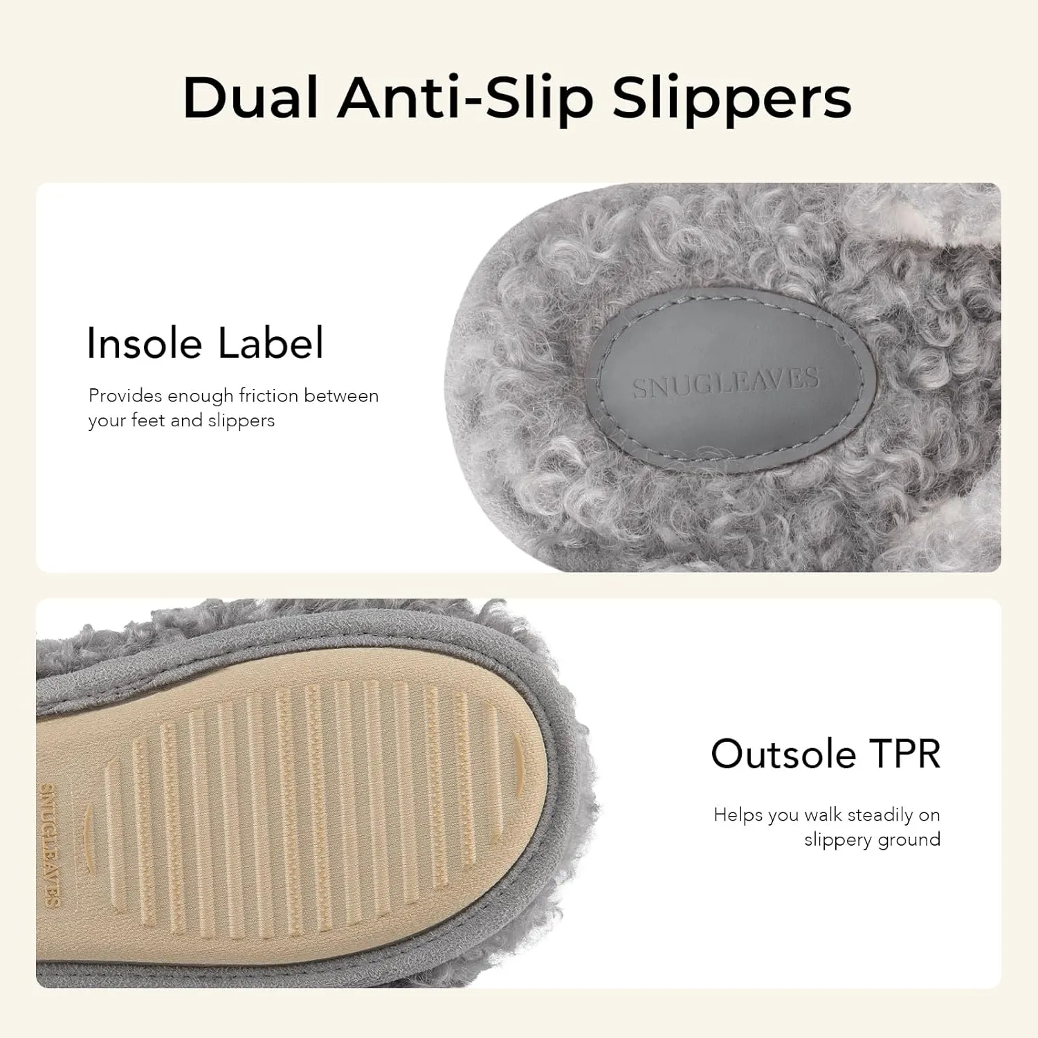 Snug Leaves Women's Scuff Slippers Furry Cute Curly Faux Wool Slip-on Indoor Memory Foam House Shoes