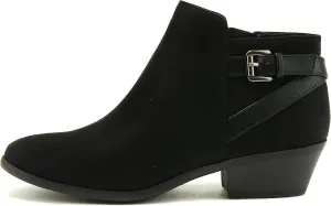 Soda CHOYA Women's Round Toe Faux Suede Stacked Heel Western Ankle Bootie