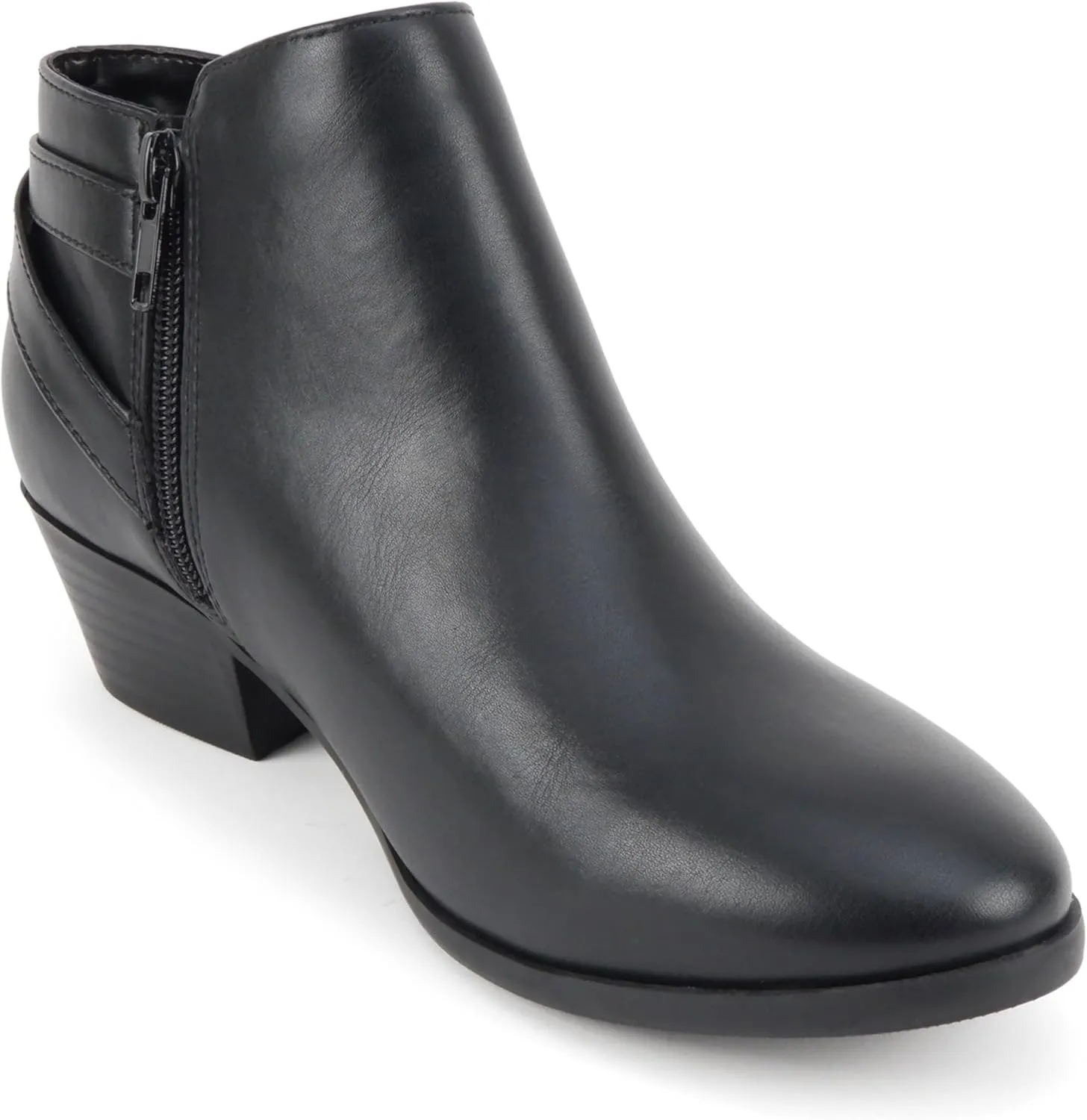 Soda CHOYA Women's Round Toe Faux Suede Stacked Heel Western Ankle Bootie