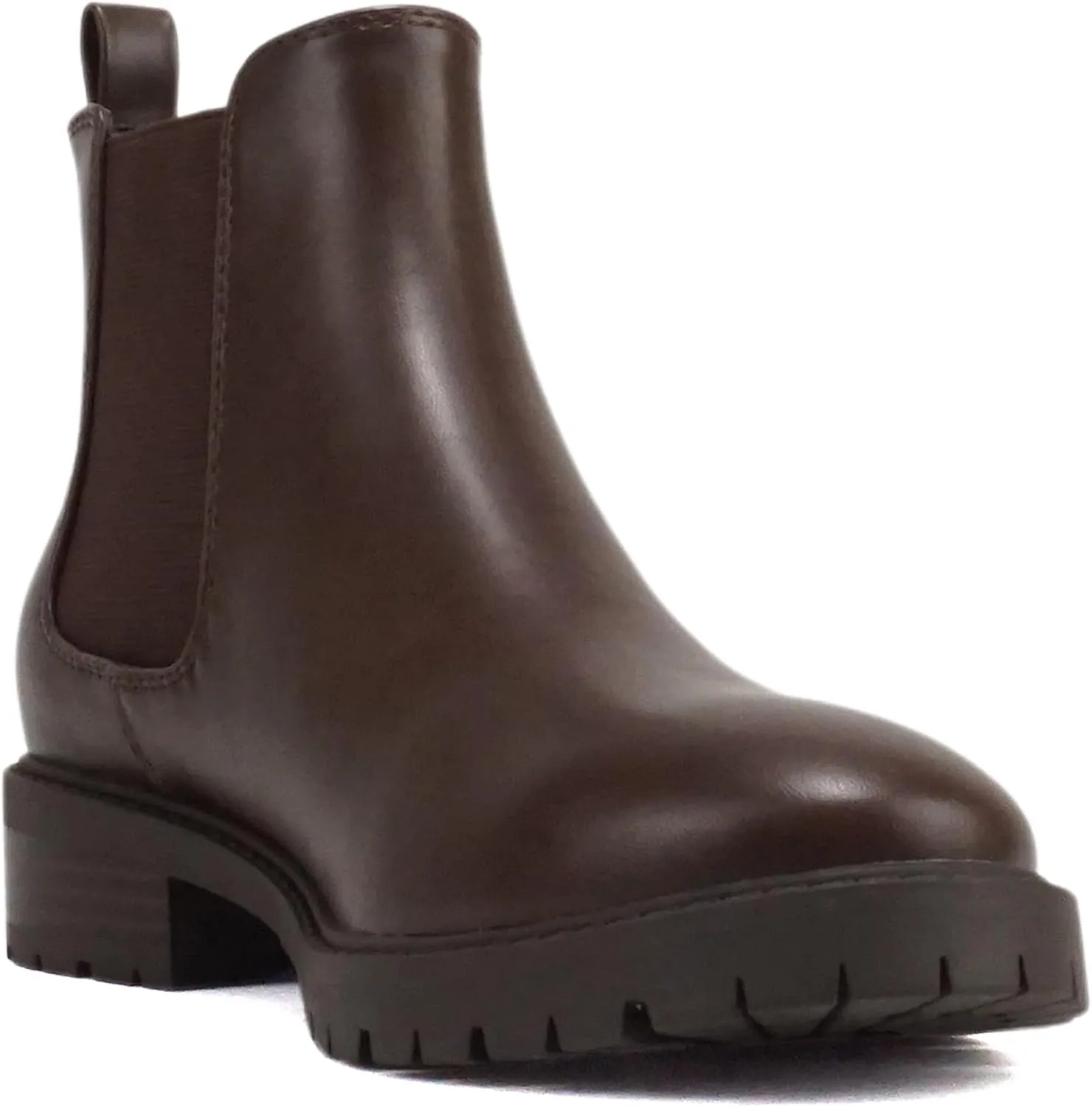 Soda “HOPPER” ~ Women Round Toe Double Elastic Gore Lug Sole Low Heel Chelsea Ankle Boot Bootie