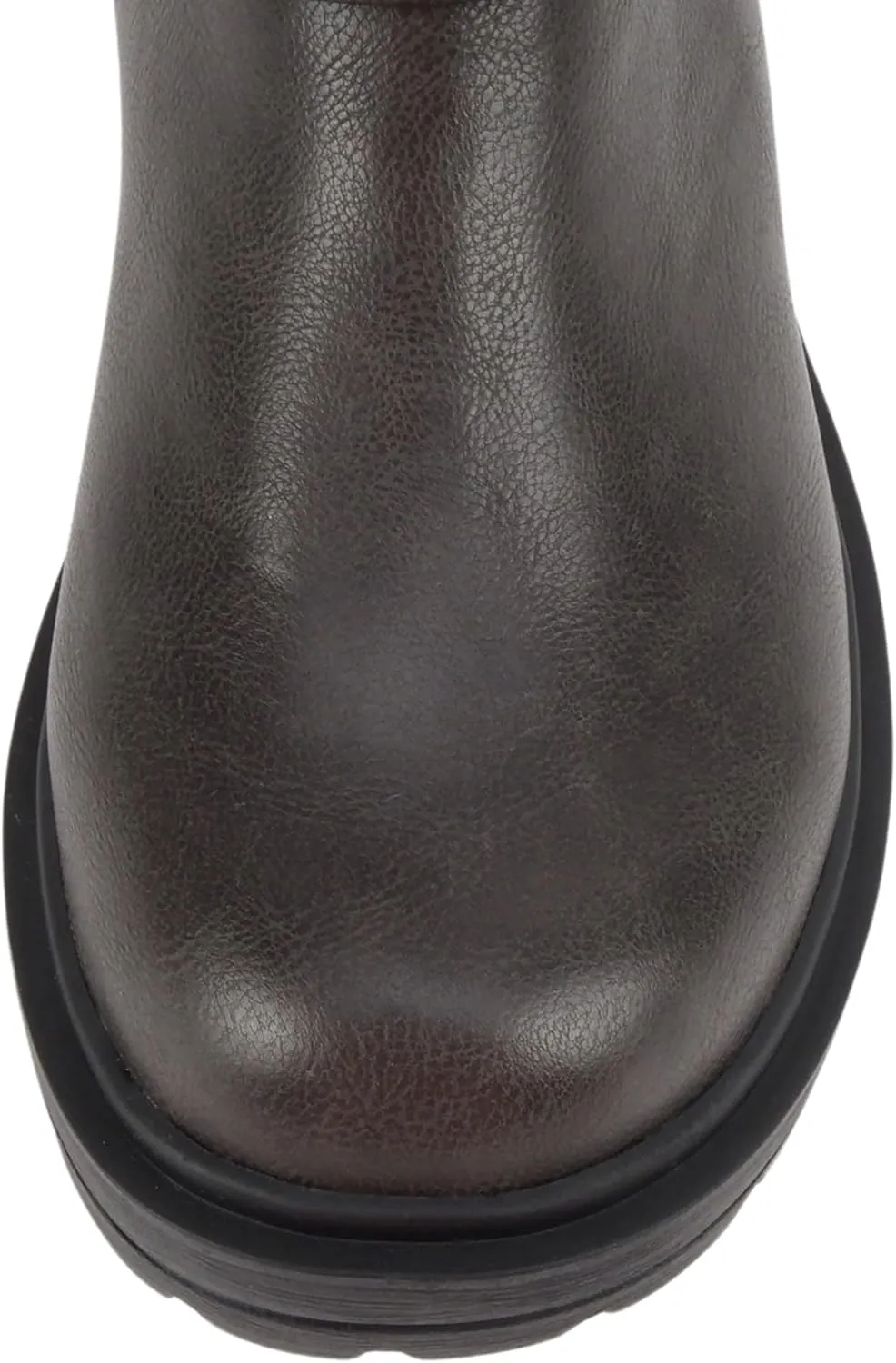 Soda “Kicker” ~ Women Moto Bootie Round Toe Buckle Straps Mid-Calf with Side Zipper