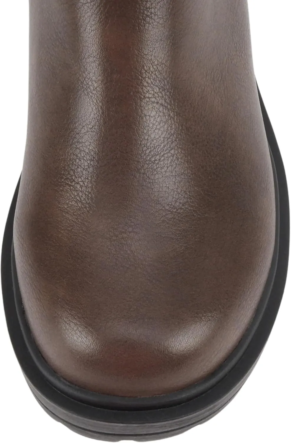 Soda “Kicker” ~ Women Moto Bootie Round Toe Buckle Straps Mid-Calf with Side Zipper