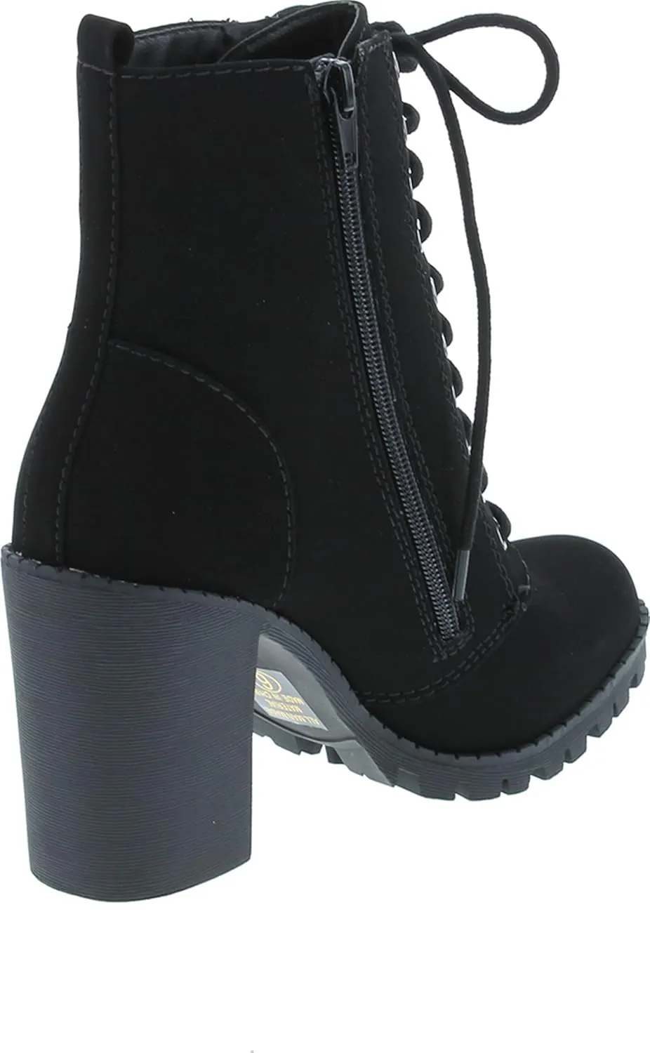 Soda Malia Round Toe Stacked Lug Heel Lace Up Ankle Booties