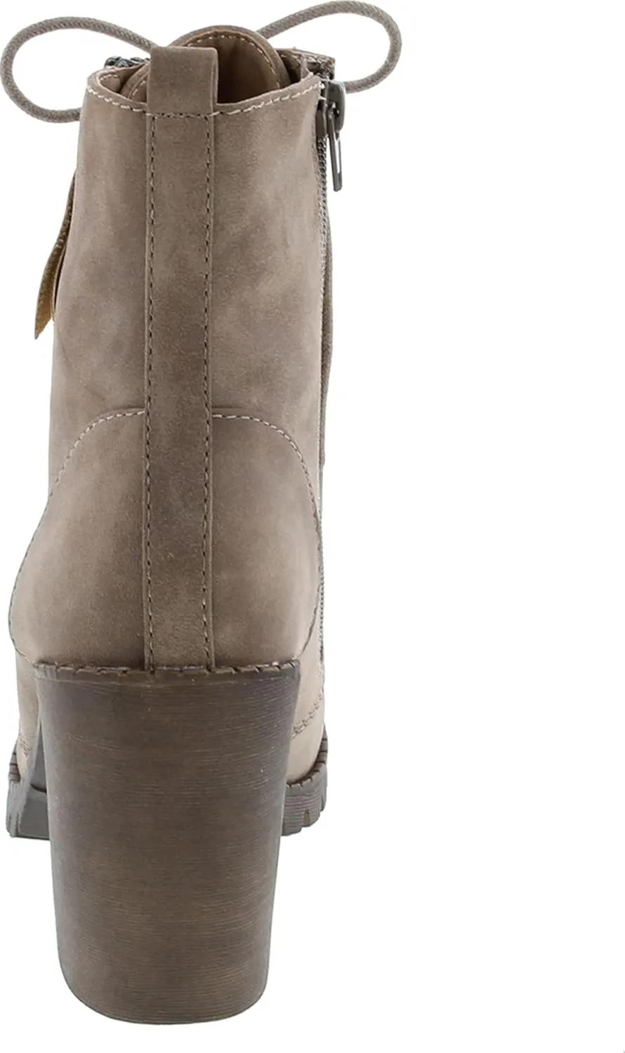 Soda Malia Round Toe Stacked Lug Heel Lace Up Ankle Booties