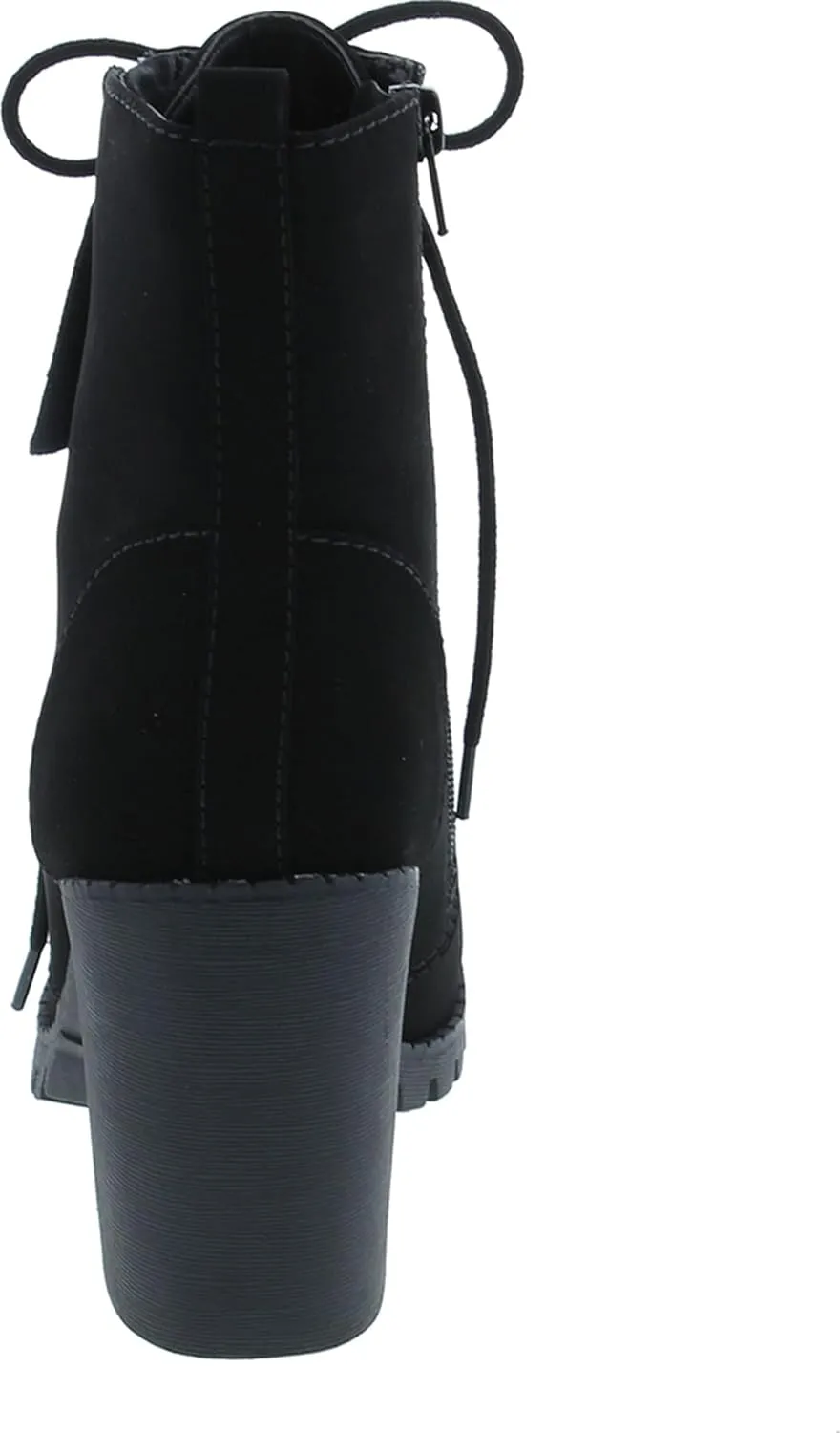Soda Malia Round Toe Stacked Lug Heel Lace Up Ankle Booties