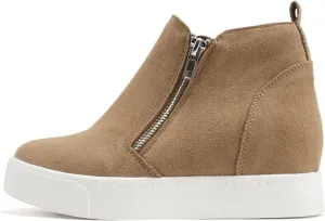 Soda Taylor Hidden Wedge Sole Booties Ankle Heels Sneaker Shoes Side Zipper