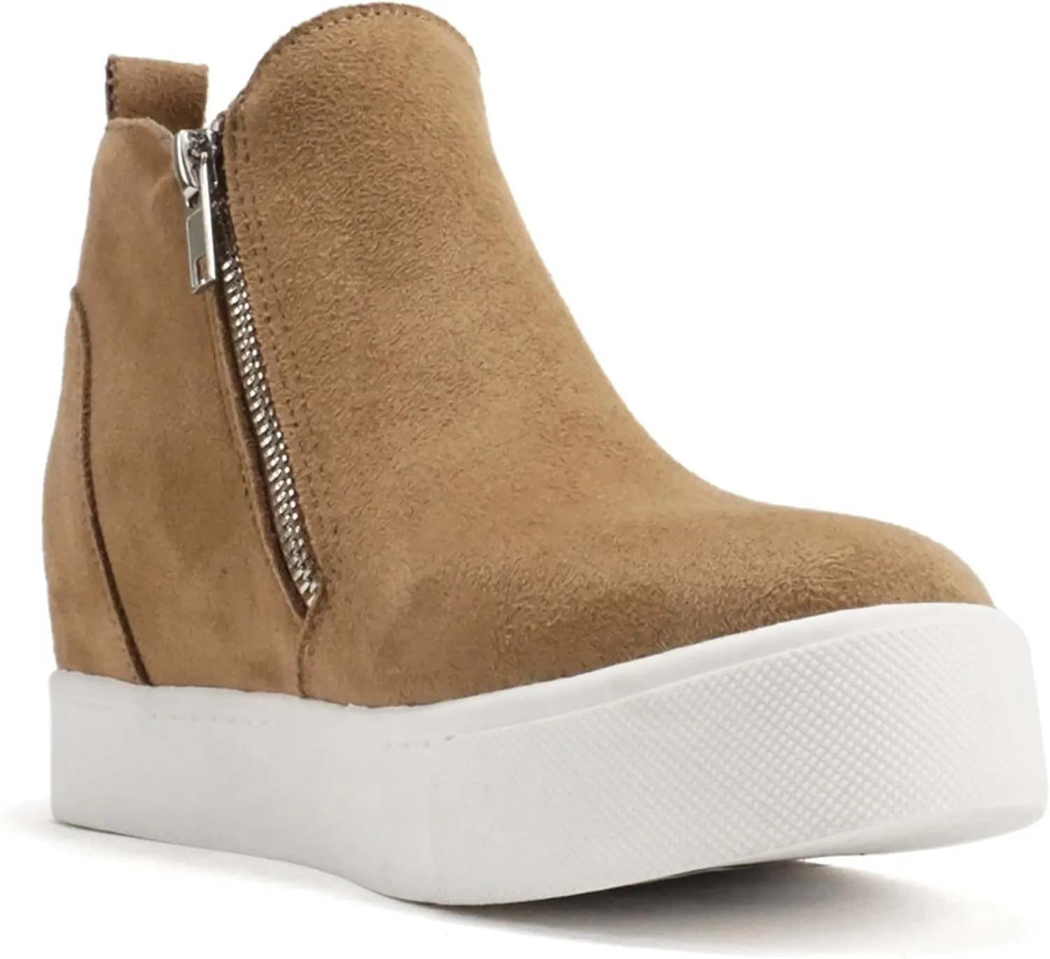 Soda Taylor Hidden Wedge Sole Booties Ankle Heels Sneaker Shoes Side Zipper