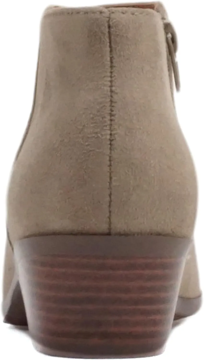 SODA Women's Round Toe Faux Suede Stacked Heel Western Ankle Bootie