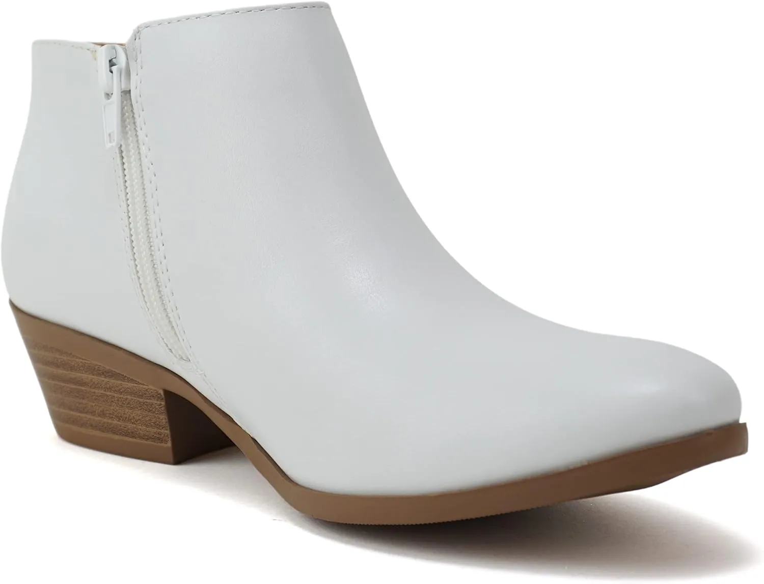 SODA Women's Round Toe Faux Suede Stacked Heel Western Ankle Bootie