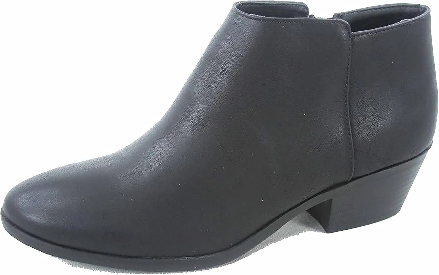 SODA Women's Round Toe Faux Suede Stacked Heel Western Ankle Bootie