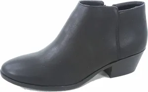SODA Women's Round Toe Faux Suede Stacked Heel Western Ankle Bootie