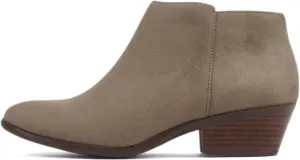 SODA Women's Round Toe Faux Suede Stacked Heel Western Ankle Bootie