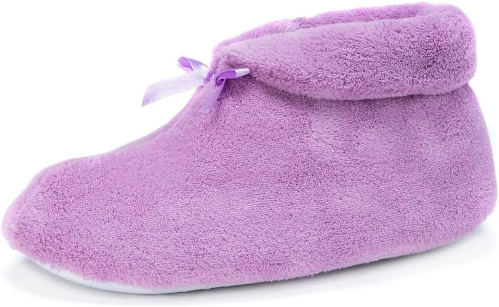 Soft Ones Women's Micro Chenille Boot with Satin Bow Slipper