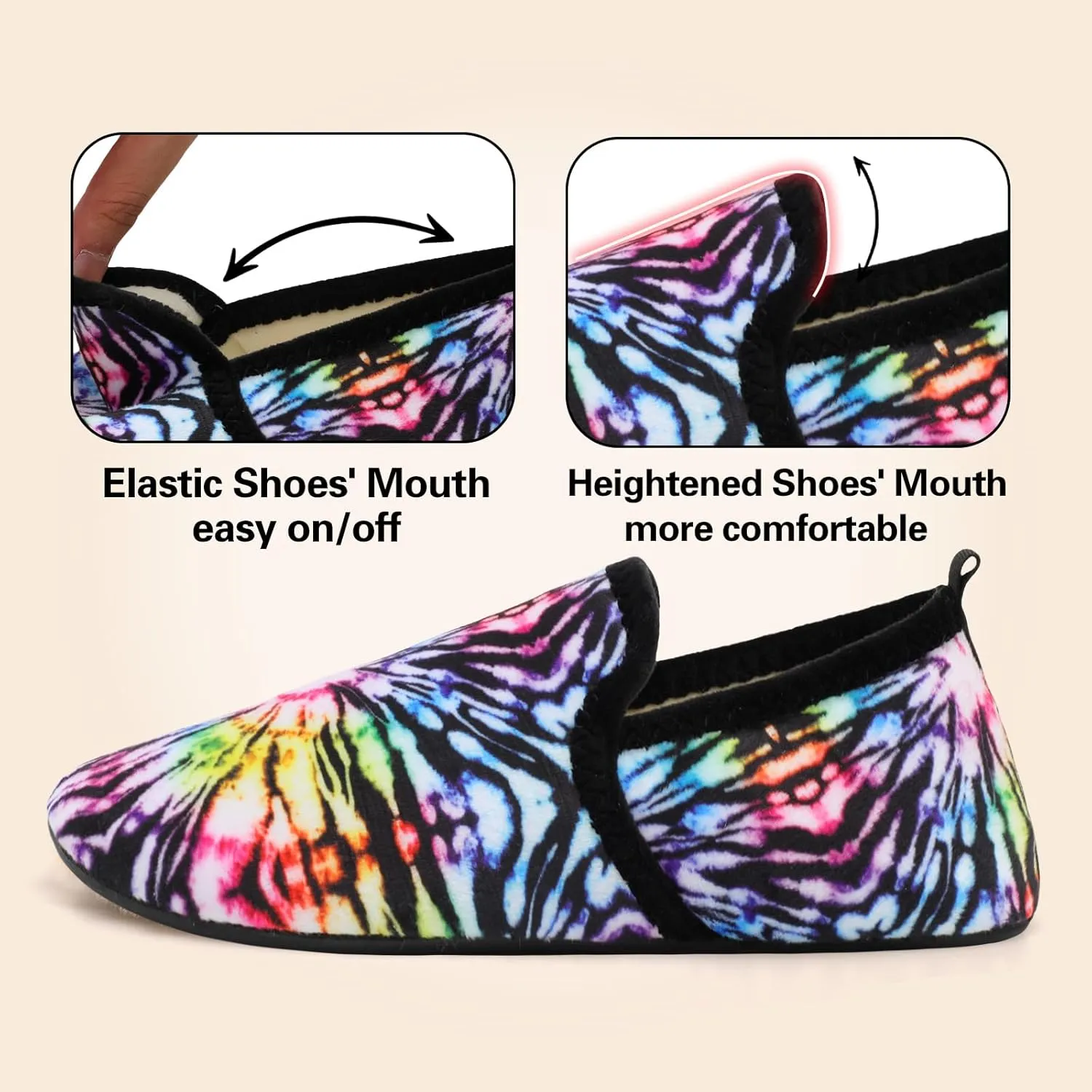 Spesoul Slippers for Women Men Furry Indoor House Shoes Soft Rubber Sole Slipper Socks Slip On House Slippers for Bedroom Home Office Travel Yoga