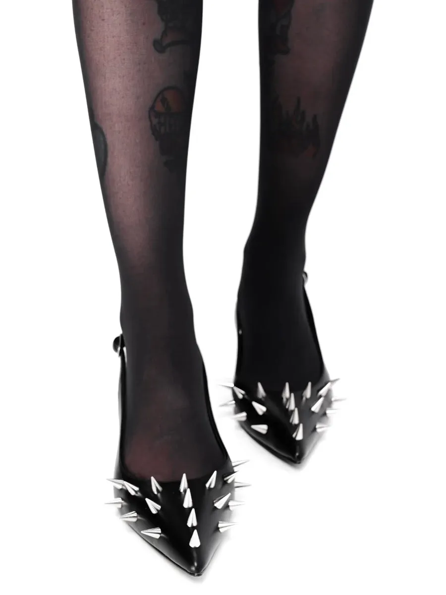 Spiked Slingback Kitten Heel FOXBLOOD
