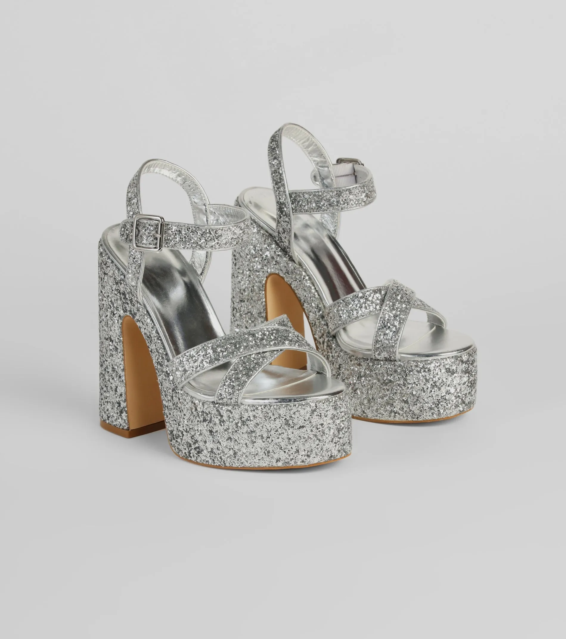 Step Into Sparkle Glitter Platform Heels