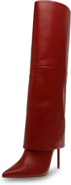 Steve Madden Women's Smith Knee High Boot, Red Leather, 9