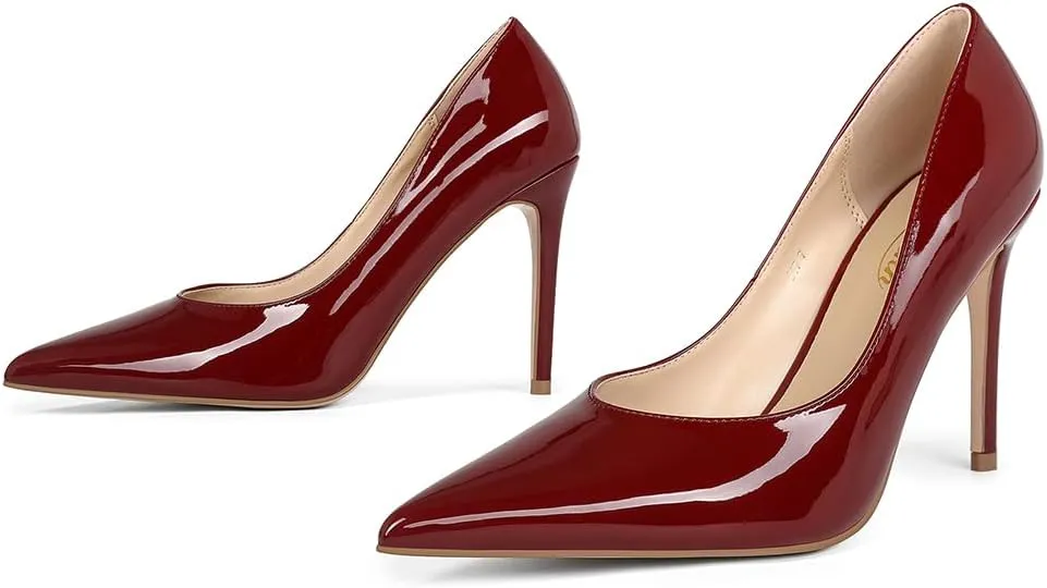 Stiletto Heel Pumps for Women Pointed Toe Wedding Dress Shoes Sexy High Heels Slip on Prom Shoes.