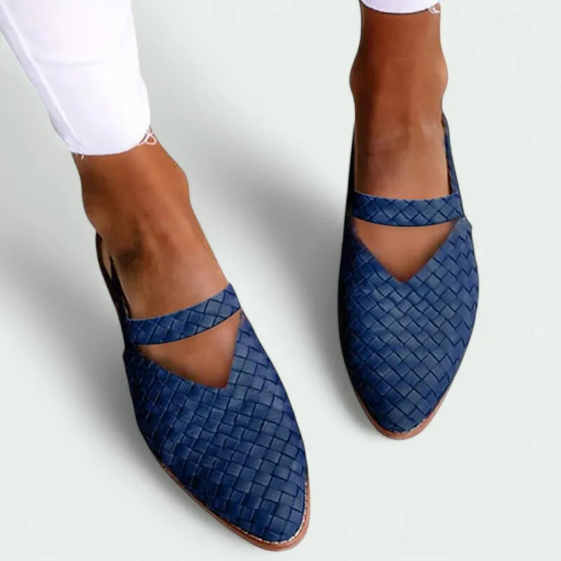 Strazoro | Woven Slingback Flat Shoes for Women – Closed Toe & Breathable