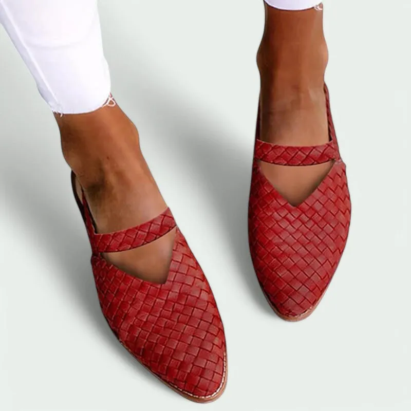 Strazoro | Woven Slingback Flat Shoes for Women – Closed Toe & Breathable