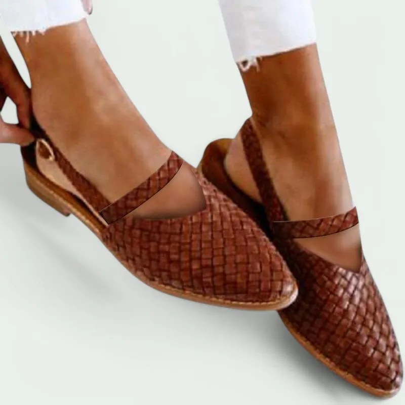 Strazoro | Woven Slingback Flat Shoes for Women – Closed Toe & Breathable