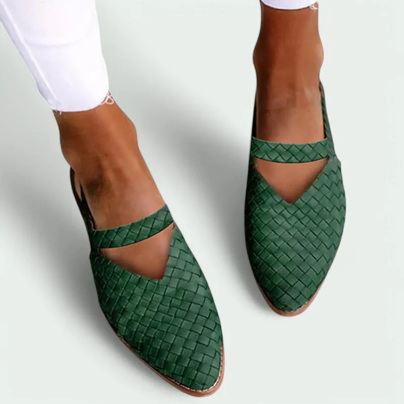 Strazoro | Woven Slingback Flat Shoes for Women – Closed Toe & Breathable