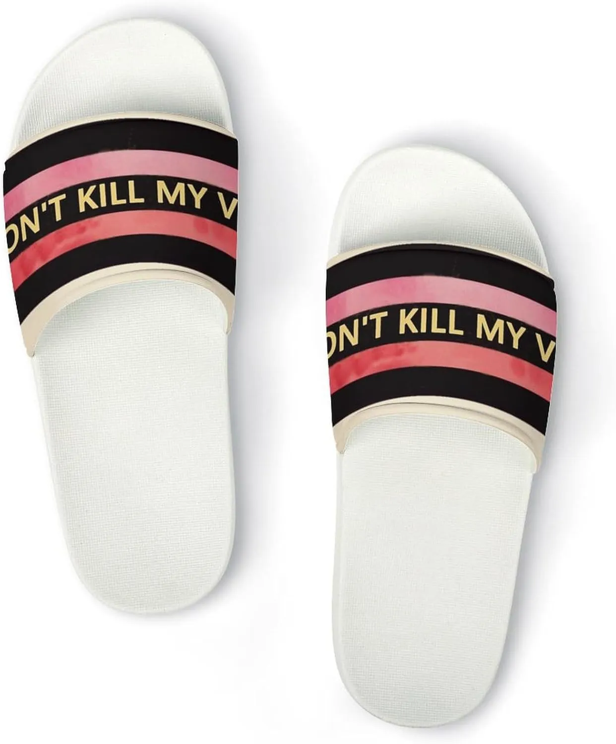 Summer Womens Slipper Home Slippers Stripe Don't Kill My Vibe Non-slip Shower Sandals 45 (275mm) Fashion Sandles for Men