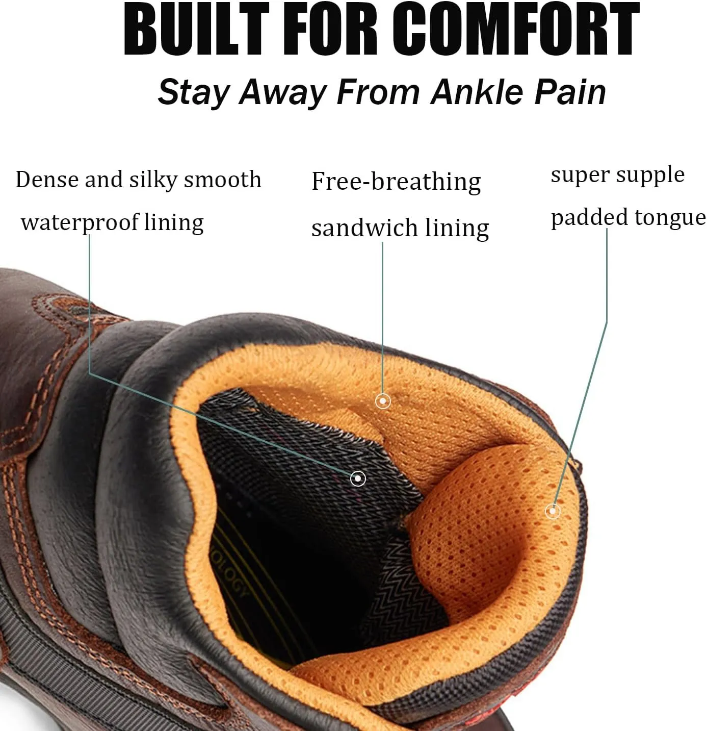 SUREWAY Men's 6" Soft/Steel Toe Heavy Duty Waterproof Work Boot - Leather,Lace Up,Oil/Slip Resistant Dual-Density Comfortable EH Construction Industrial Ankle Safety Men Work Boots,Roofing, Hunting