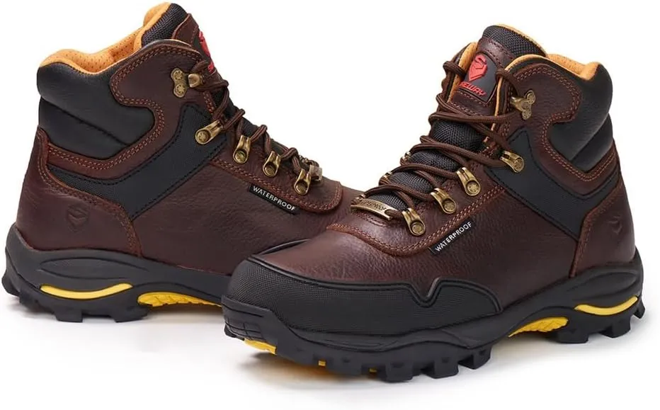 SUREWAY Men's 6" Soft/Steel Toe Heavy Duty Waterproof Work Boot - Leather,Lace Up,Oil/Slip Resistant Dual-Density Comfortable Outsole,EH Construction Industrial Ankle Safety Men Work Boots