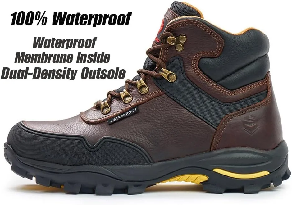 SUREWAY Men's 6" Soft/Steel Toe Heavy Duty Waterproof Work Boot - Leather,Lace Up,Oil/Slip Resistant Dual-Density Comfortable Outsole,EH Construction Industrial Ankle Safety Men Work Boots