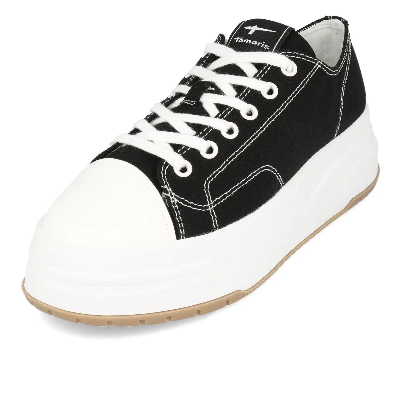 Tamaris 1-23815-20-001 Vegan Plateau Canvas Sneaker Damen Black