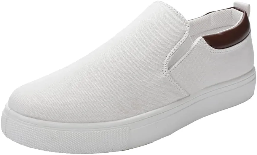 tazimall Men's Large Size Canvas Shoes, Slip on Flat Loafers