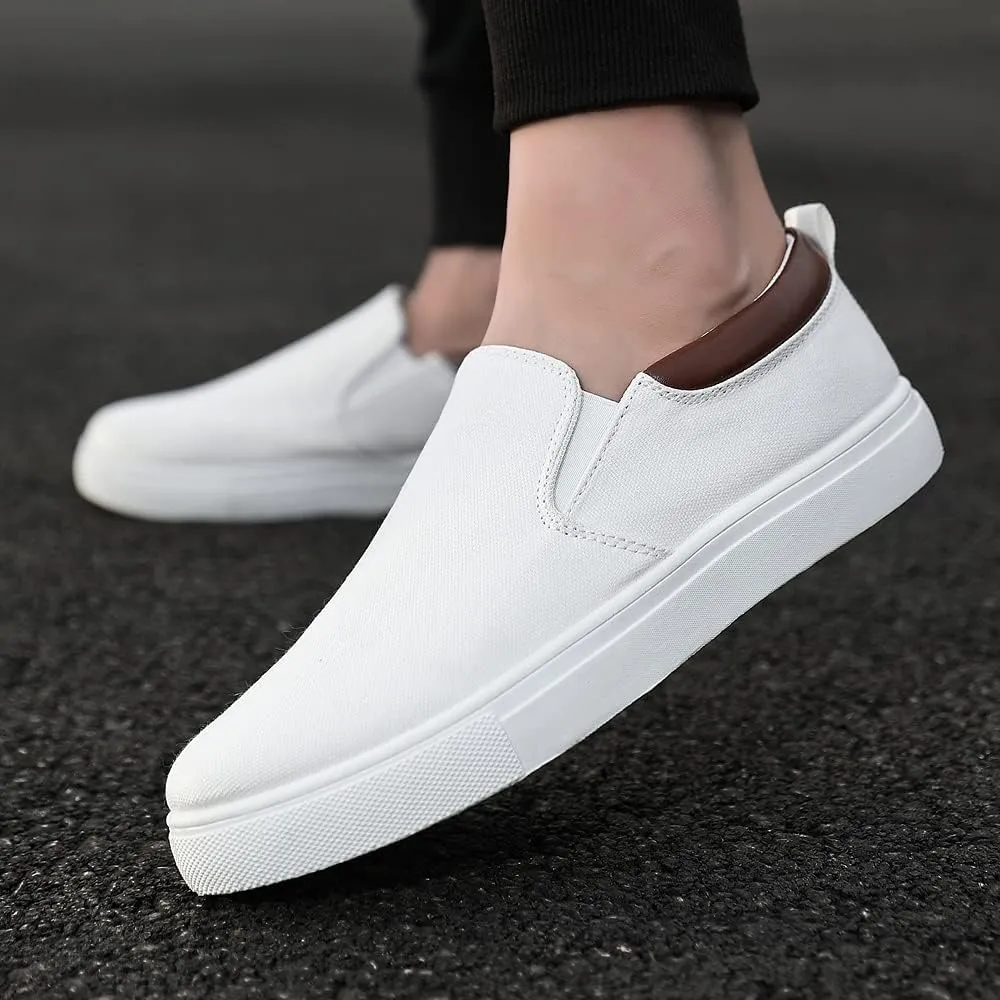 tazimall Men's Large Size Canvas Shoes, Slip on Flat Loafers
