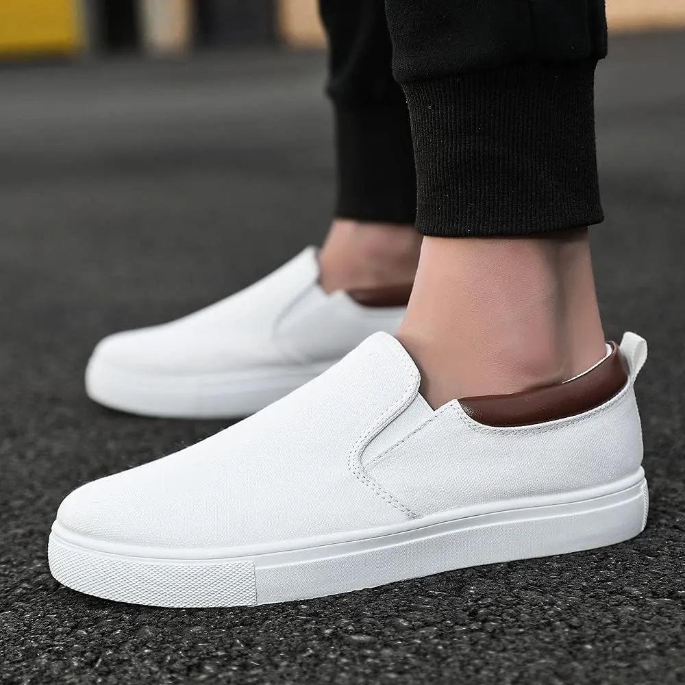 tazimall Men's Large Size Canvas Shoes, Slip on Flat Loafers