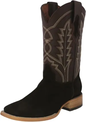 Texas Legacy Mens Dark Brown Western Dress Cowboy Boots Classic Suede Leather Square Toe