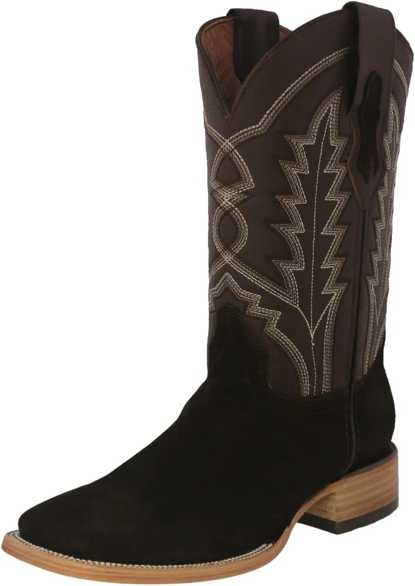 Texas Legacy Mens Dark Brown Western Dress Cowboy Boots Classic Suede Leather Square Toe
