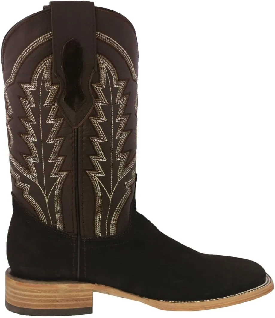 Texas Legacy Mens Dark Brown Western Dress Cowboy Boots Classic Suede Leather Square Toe