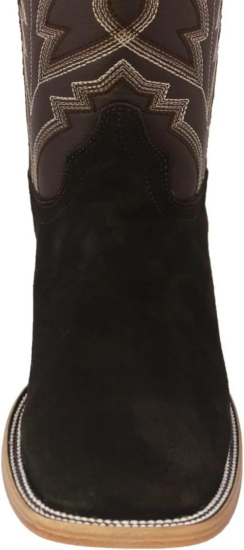 Texas Legacy Mens Dark Brown Western Dress Cowboy Boots Classic Suede Leather Square Toe