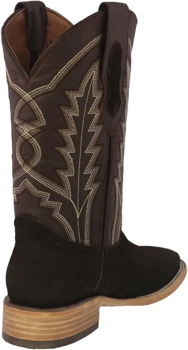 Texas Legacy Mens Dark Brown Western Dress Cowboy Boots Classic Suede Leather Square Toe