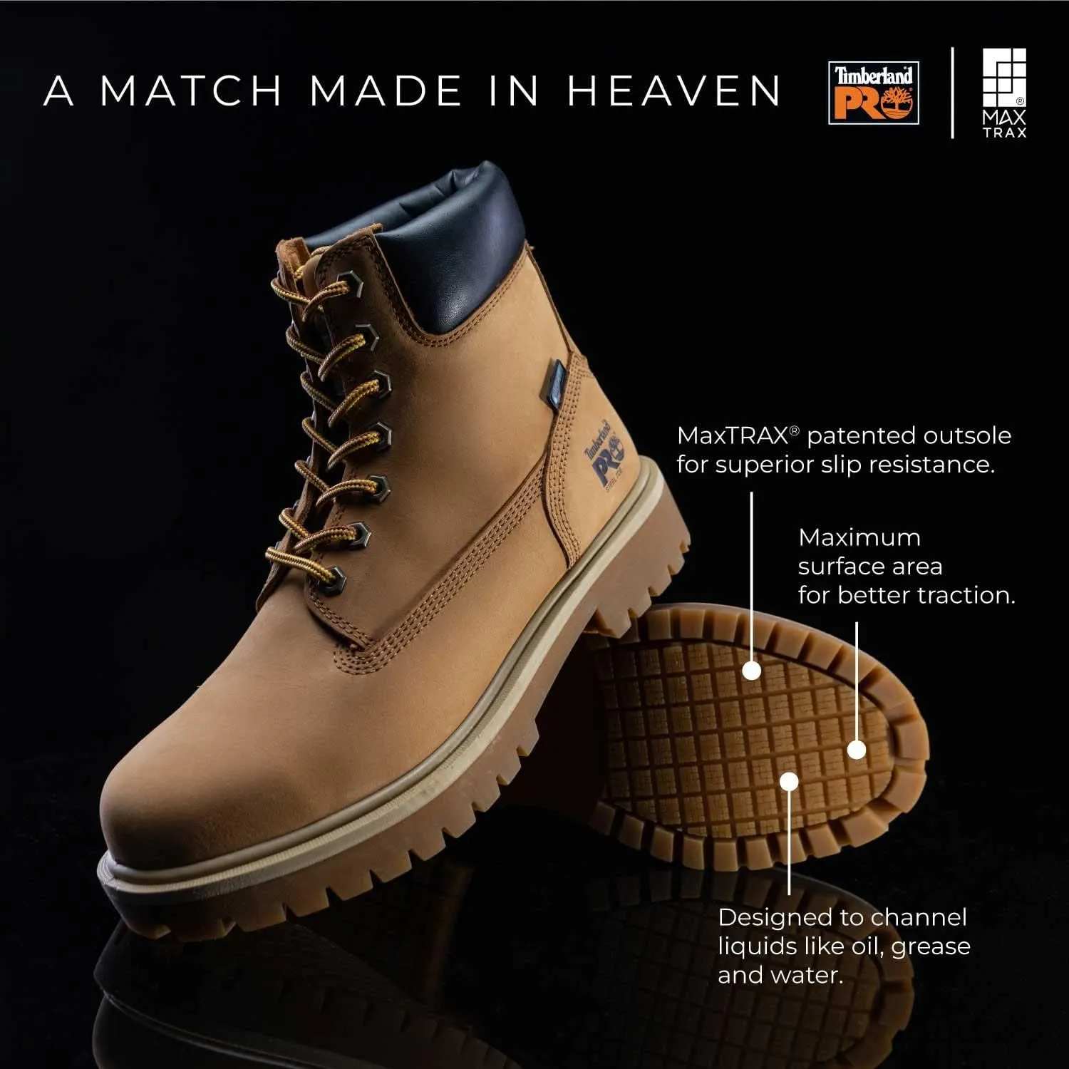 Timberland PRO 6IN Direct Attach Men's Steel Toe MaxTRAX Slip-Resistant Work Boot