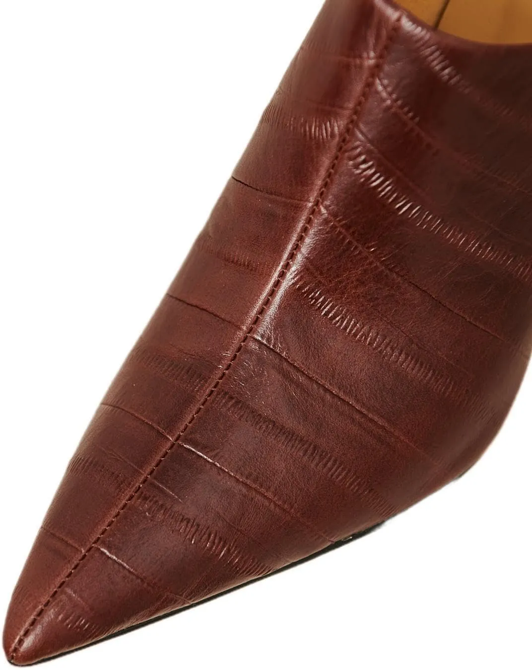 TinaCus Women's Genuine Leather Embossed Side Zipper Pointed Toe Stiletto Heel Pumps Shoes