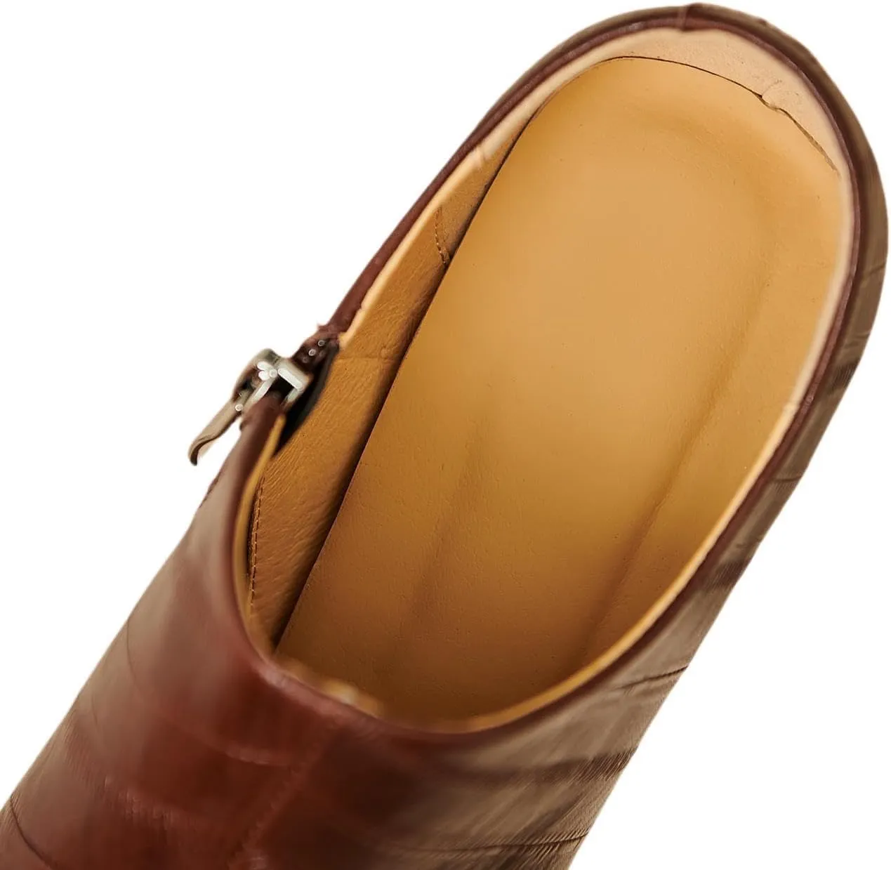 TinaCus Women's Genuine Leather Embossed Side Zipper Pointed Toe Stiletto Heel Pumps Shoes