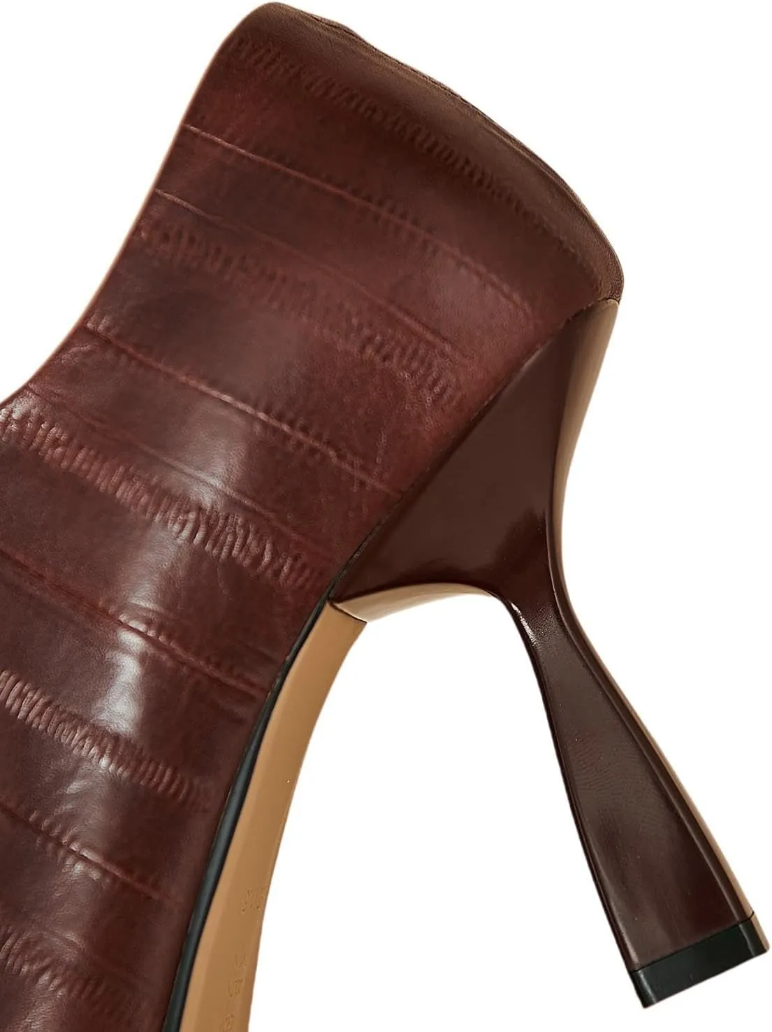 TinaCus Women's Genuine Leather Embossed Side Zipper Pointed Toe Stiletto Heel Pumps Shoes