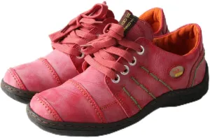 TMA EYES Women's Casual Leather Shoes Hand Stitched Comfortable Lace-up Walking Shoes