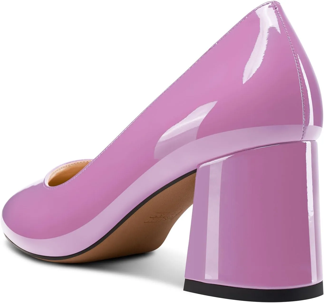 TNYNFBEB Womens Chunky Block Mid Heel Round Toe Pumps Slip-on Prom Wedding Dress Basic Classic Cute 2.6 Inches Heels