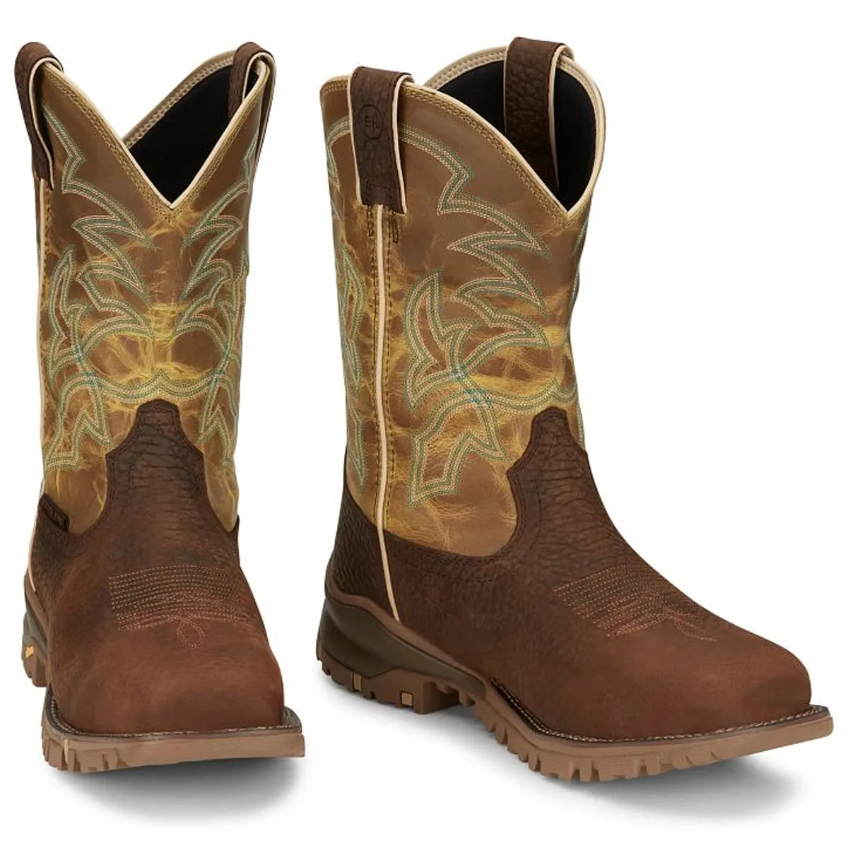 Tony Lama Back Men Footwear Work Pull-On Roustabout 11" Steel Toe Waterproof Work Boot Color Russet (#TW5006)