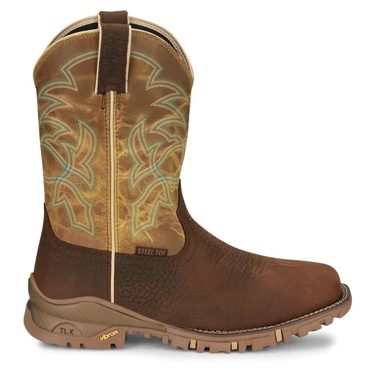Tony Lama Back Men Footwear Work Pull-On Roustabout 11" Steel Toe Waterproof Work Boot Color Russet (#TW5006)